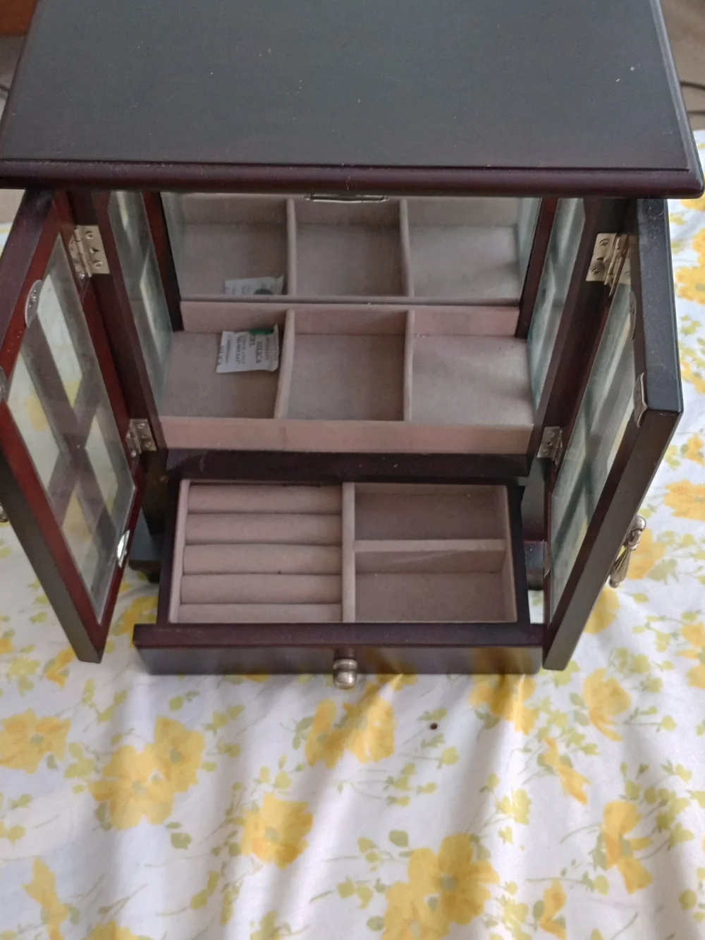 Wood Finish Jewelry Organizer Cabinet in Dark Brown